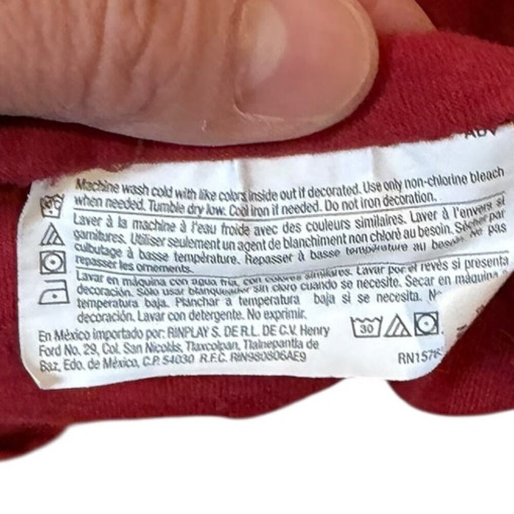 HANES Beefy-T Men's Long Sleeve Henley Size LARGE Burnt Brick Red Heritage Cabin - Picture 7 of 8